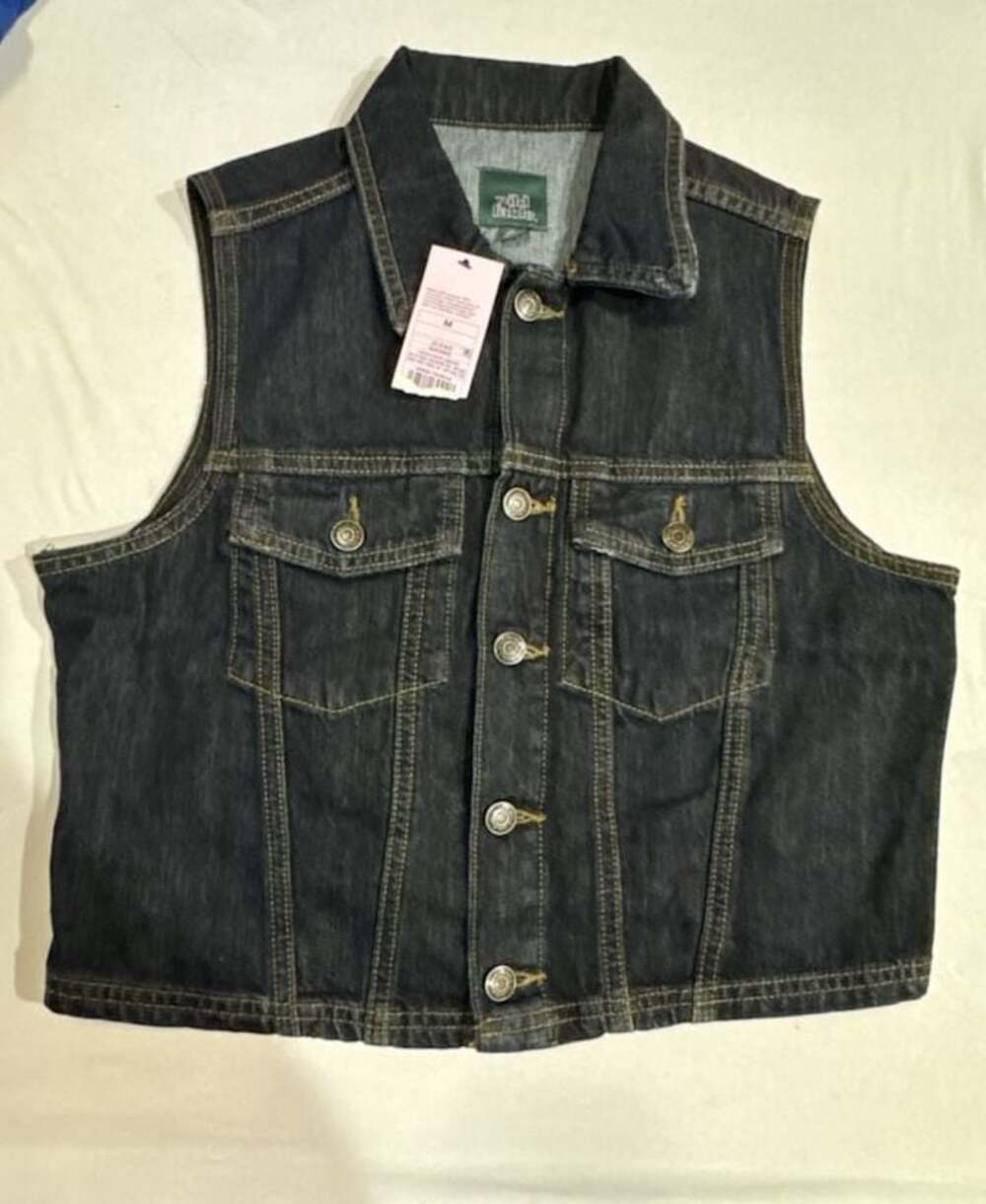 Z621 Wild Fable Dark Wash Cropped Denim Trucker Vest